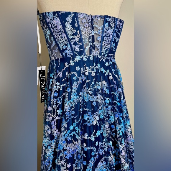JOVANI 44151 | Blue Embellished Strapless Ball Gown | Floral | Women’s 14 - Picture 5 of 6